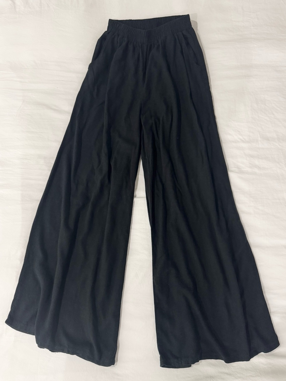 Zenana Black Wide Leg Palazzo Pants Pull On Elastic Waist Pockets S - Picture 2 of 10